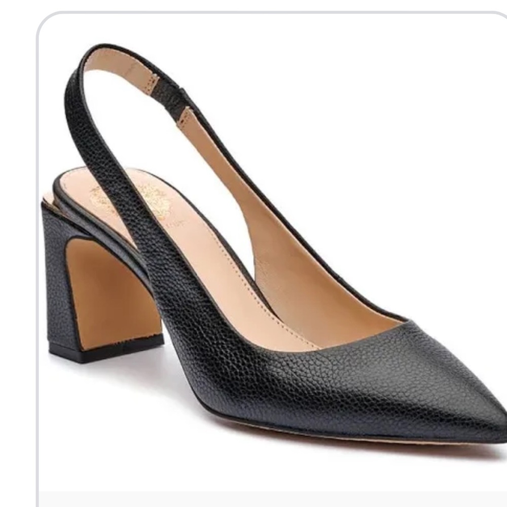 Vince Camuto Hamden Black Leather Slingback Pointed Toe  Heels Women’s Size 8.5